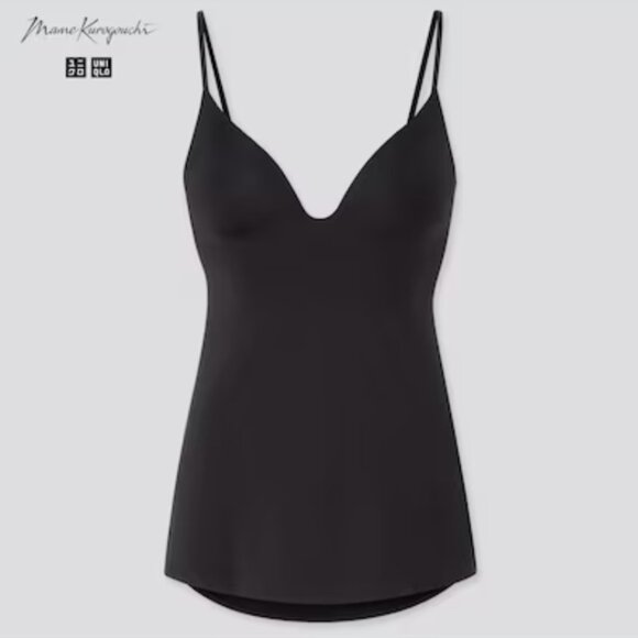 UNIQLO Mame Kurogouchi AIRism Plunging Camisole Bra Top Black Size M - Picture 1 of 11